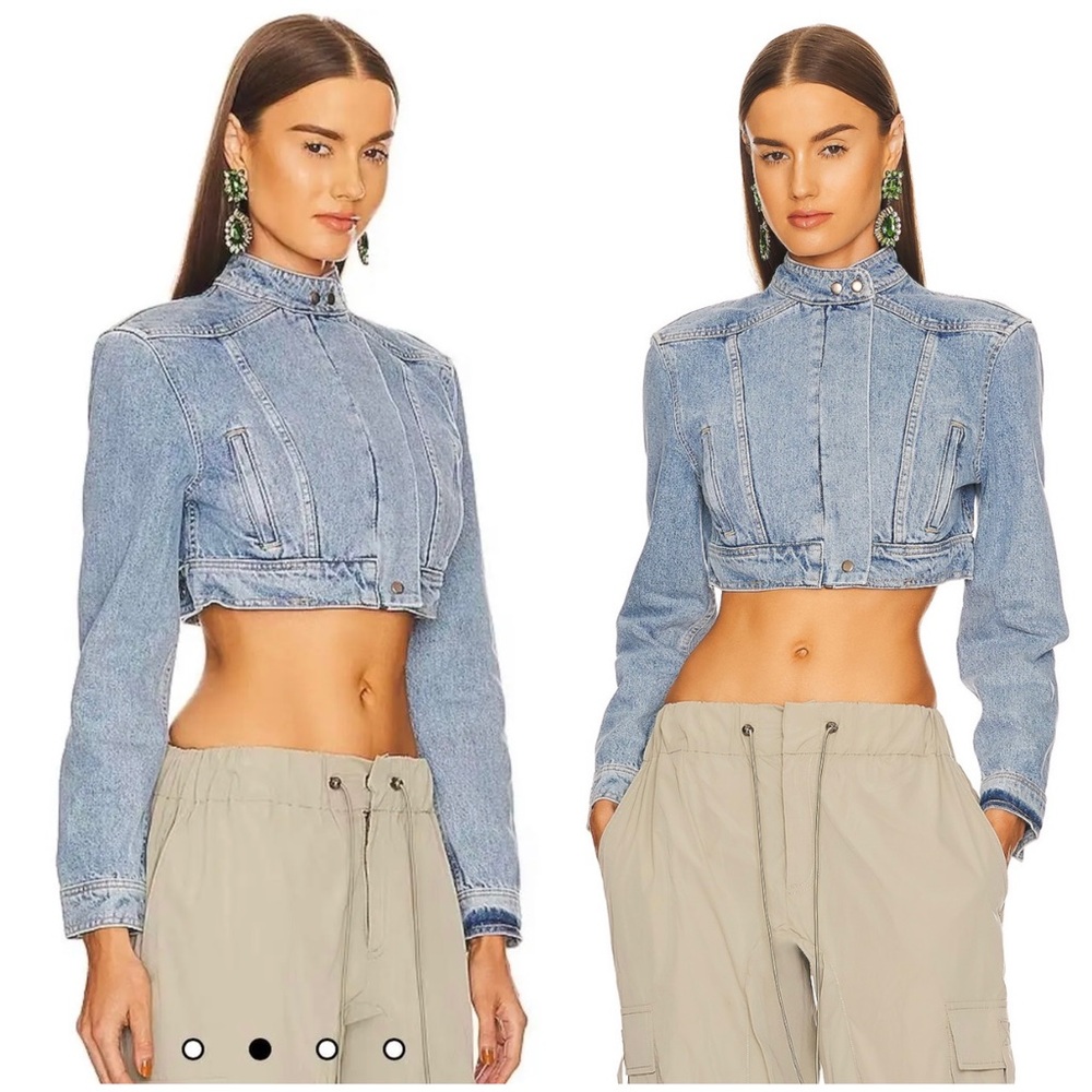 New! DUNDAS x Revolve Brooks Cropped Denim Jacket in Washed Indigo 🩵 Large NWOT